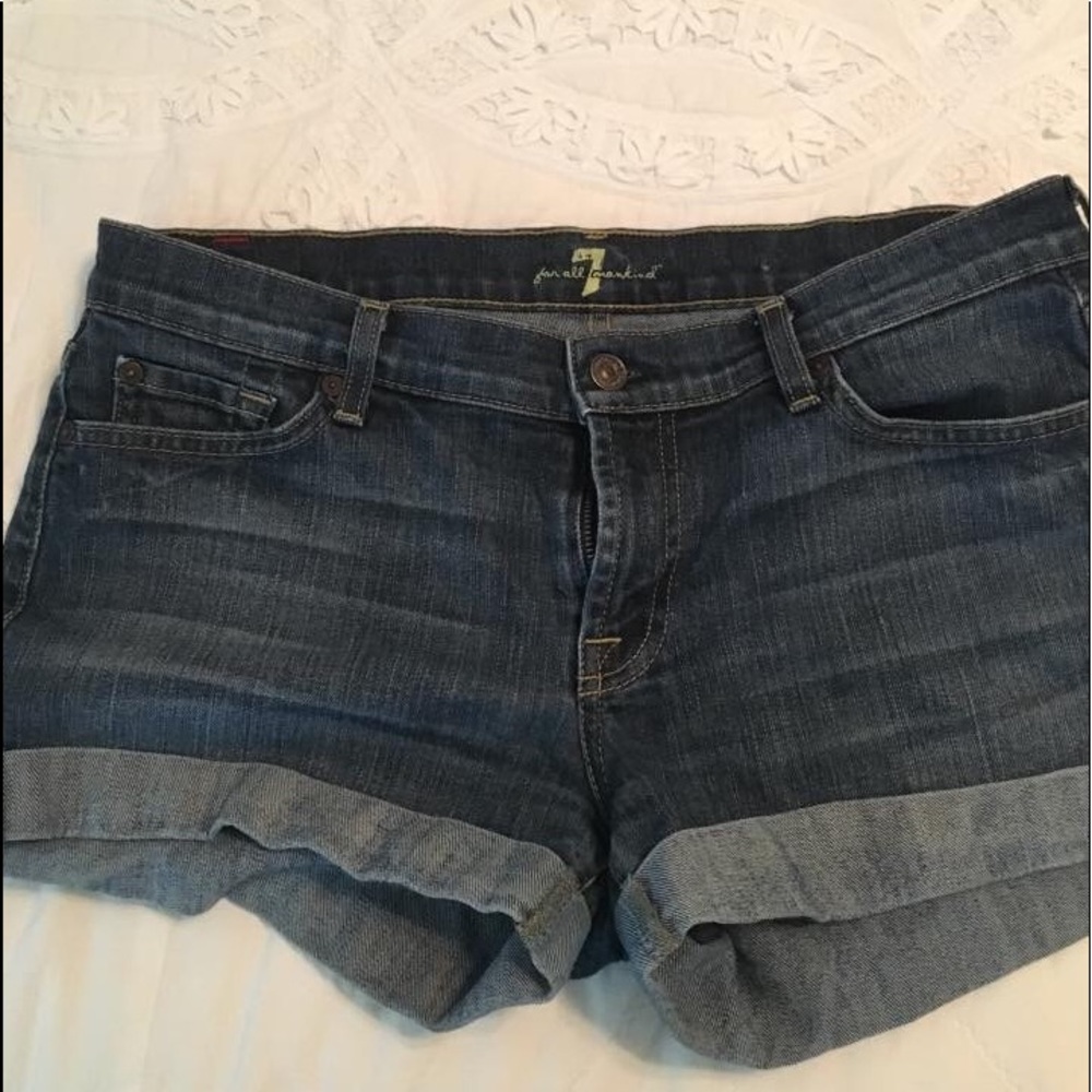 7 For All Mankind Rolled Denim Shorts